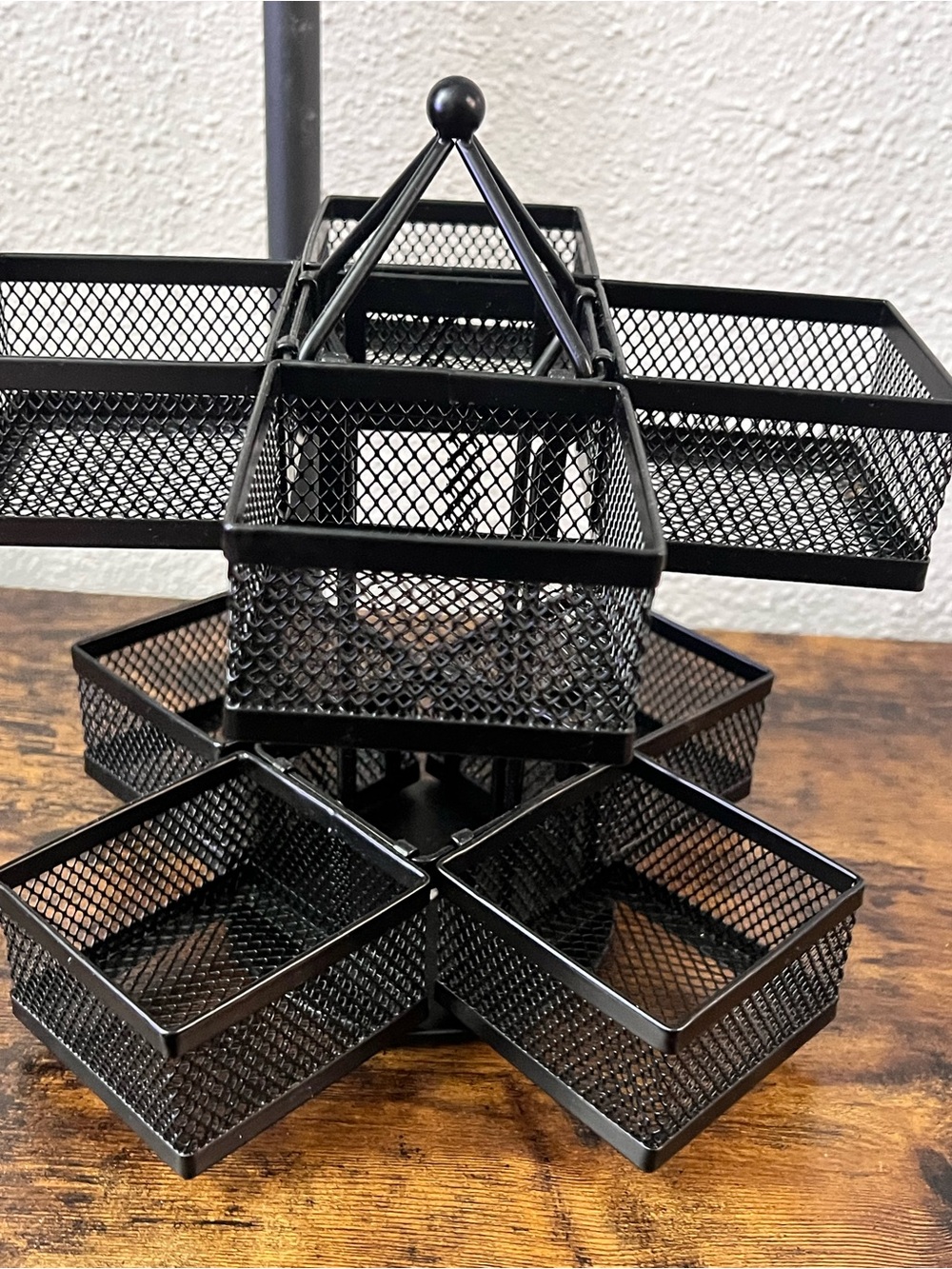 Black Rotating Mesh Makeup & Desk Organizer Carousel